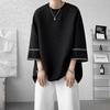 Men's Clothing Half Sleeve Pullovers Stylish Bright Line Decoration Summer Casual O-Neck All-match Solid Color Loose T-shirts