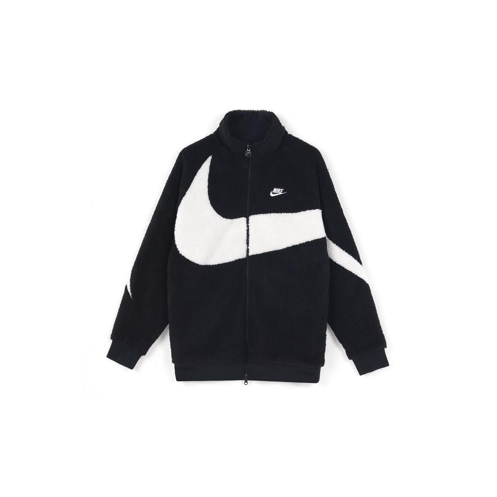 Nike Двусторонняя куртка-боа Big Swoosh, черная мужская верхняя одежда BQ6546-011