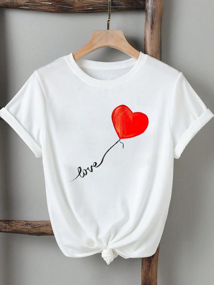 Love Heart Trend Милая одежда 3D печать футболка женская леди футболки с коротким рукавом мода повседневный графический топ