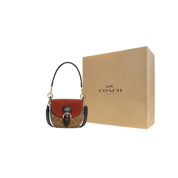 Coach Kleo 17 Classic Monogram Leather Saddle Bag Women handbags Rust C5691-IME7V