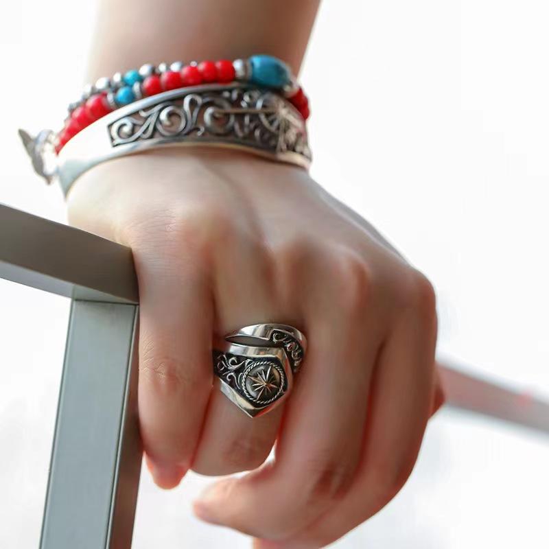 Новое мужское кольцо с богом солнца в индийском стиле, американская тенденция, креативное уникальное атмосферное модное кольцо