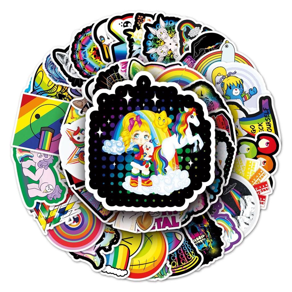 50 Colorful Cartoon Stickers for Suitcase, Laptop, Scooter, Motorcycle