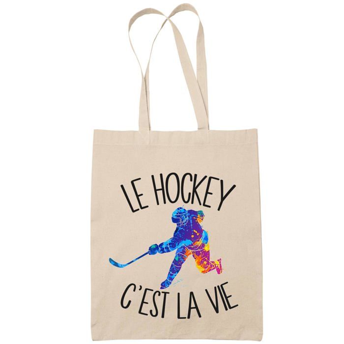 Tote bag - PLANETEE - Tote bag - motif « hockey c'est la vie » - coton - imprimé en France