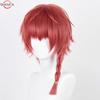 Kurona Ranze Cosplay Wig Anime Unisex Long 38cm Red Single Twist Braid Wig Heat Resistant Synthetic Cosplay Anime Wigs + Wig Cap