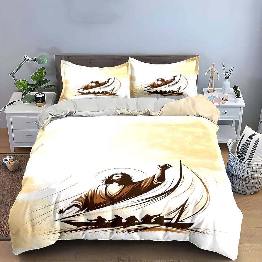 Jesus with fishing boat. Bedding sets Duvet cover sets Duvet covers Pillowcases(1 * Duvet Cover 2 * Pillowcases without duvet insert)