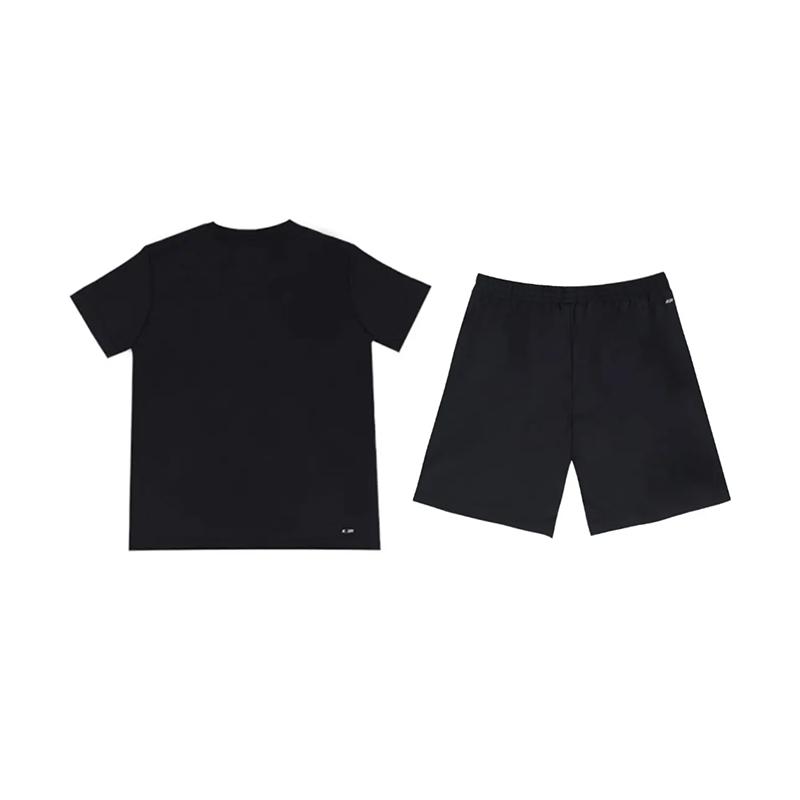 Футболка с принтом логотипа Li Ning, простая модная, дышащая, удобная, универсальная, пуловер с круглым вырезом, с коротким рукавом, повседневный спортивный комплект YTSU141-2+YKSV147-2