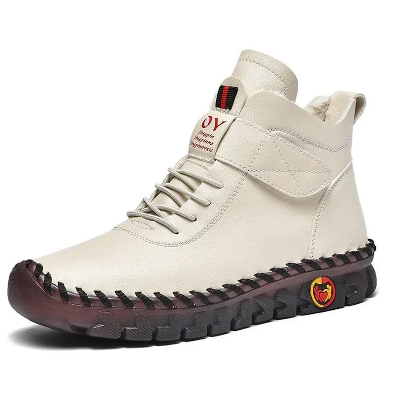 Winter Women Ankle Boots Women Fur Leather Boots Outdoor Leisure Keep Warm Short Snow Boots Botas Mujer Anti-Slip Flat Mom Shoes