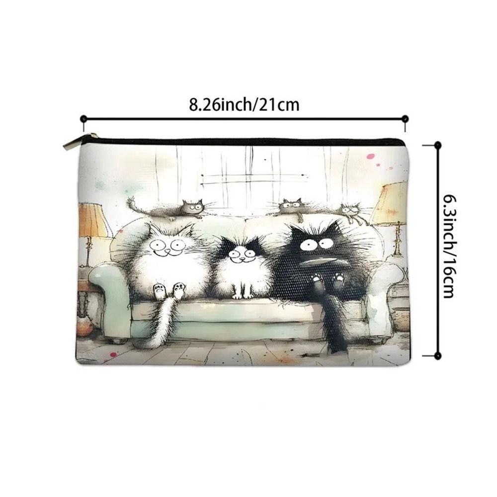 Cat Animal Makeup Bag Printed Travel Bag Retro Storage Bag