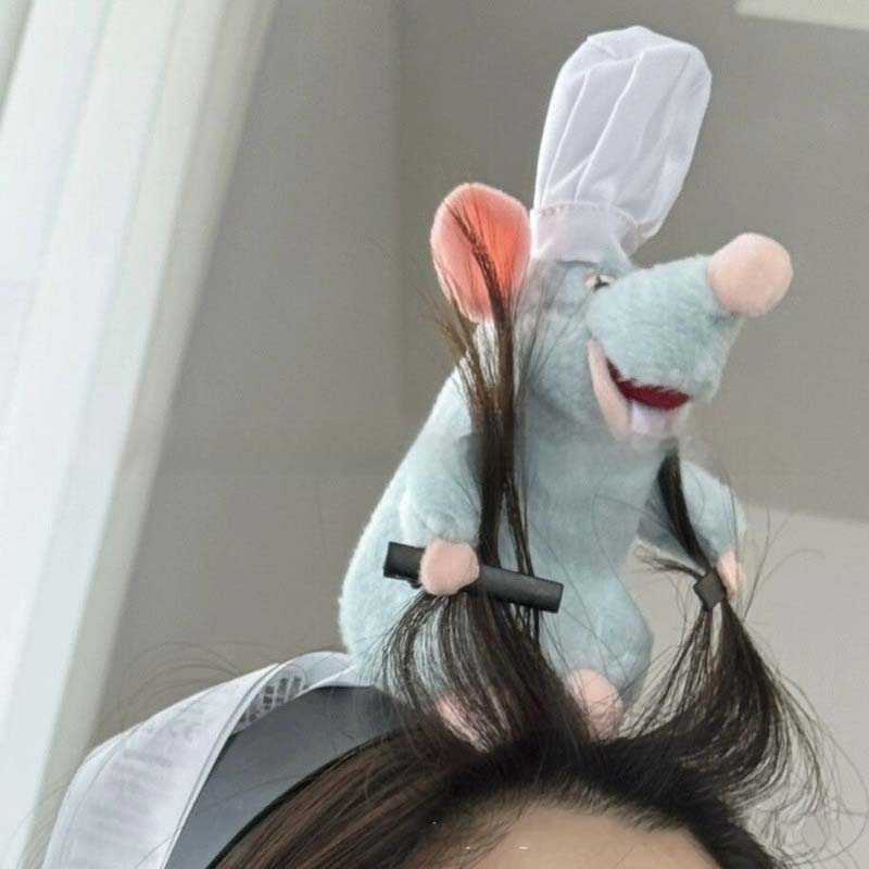 Disney Повязка на голову «Рататуй» Мультяшная плюшевая кукла Повязка на голову Французская широкая заколка для волос Фото-головной убор Креативность Кавайная девочка Подарок
