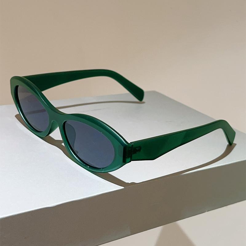 KAMMPT Vintage Oval Sunglasses Women Fashion Solid Color Outdoor Decor Shades New Trendy Korean Style Brand Design Sun Glasses