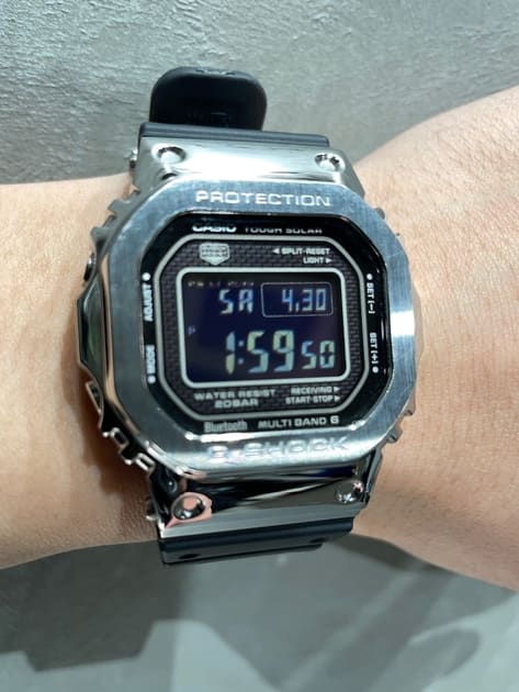 Casio Мужские кварцевые часы GMW-B5000-1 из нержавеющей стали, водонепроницаемые до 200 м, ударопрочные
