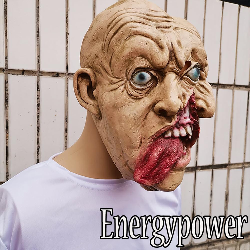 [EnergyPower] Маска зомби для костюма на Хэллоуин - Двуликая - Страшная! Маска Убийцы Ужасов Профессионального Качества - Полное Лицо - Супер Реалистичный Дизайн - Jo