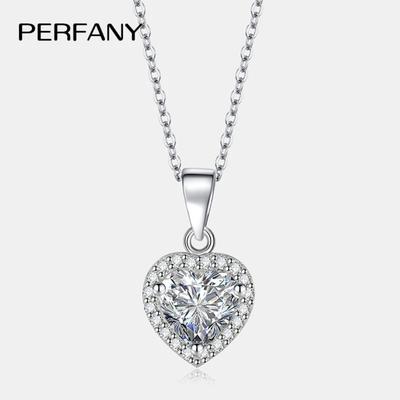 PERFANY Ожерелье с мозанитом огранки «сердце» 1 карат для женщин, чистое серебро S925, сверкающий бриллиантовый кулон, модное ювелирное изделие, подарок на вечеринку