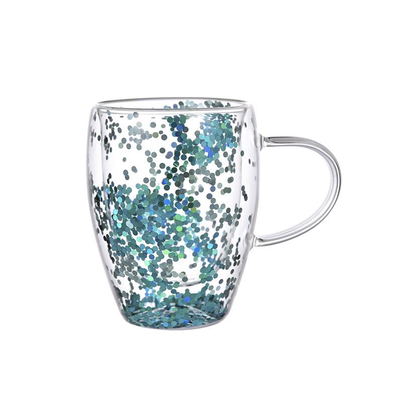 Двухслойная термостойкая стеклянная кофейная кружка с ручкой