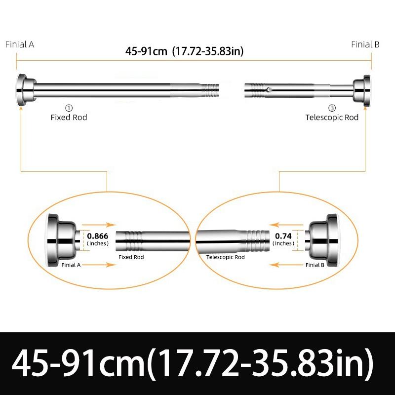 No Drilling Needed Tension Shower Curtain Rod Stainless Steel Rust Proof Non-Slip Spring Adjustable Pole for Bathroom Shower