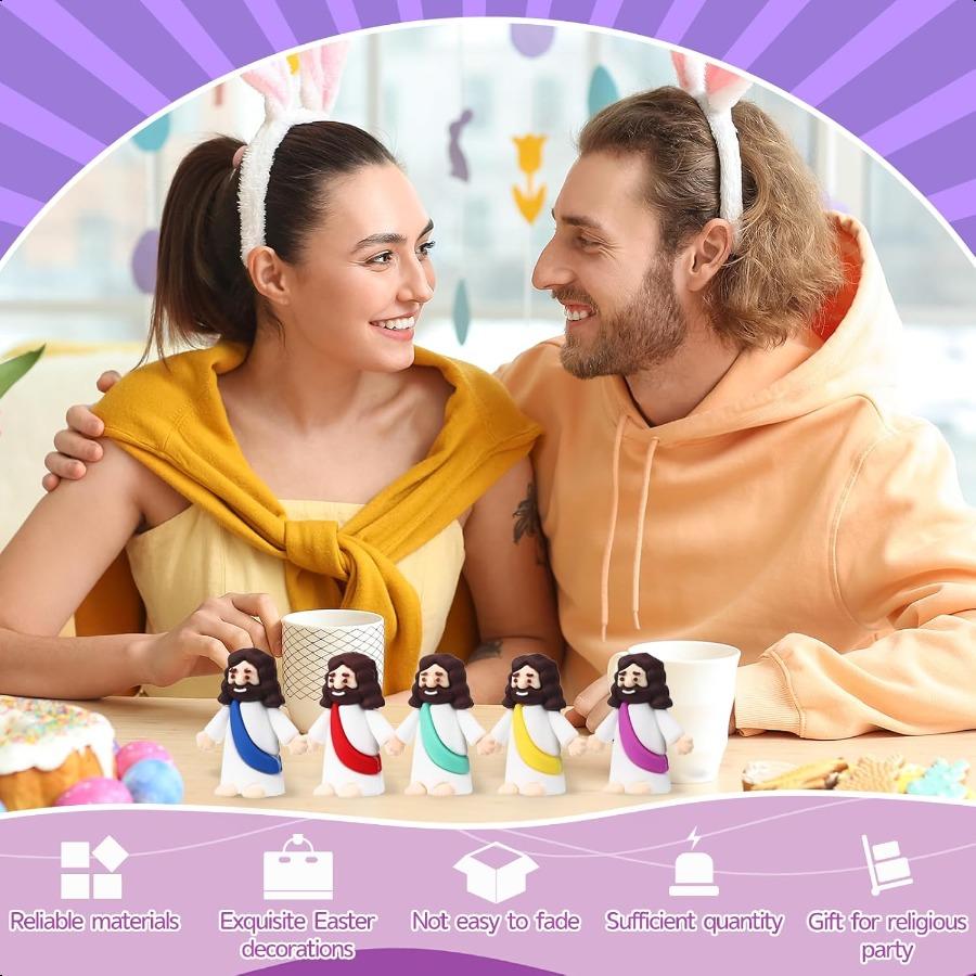 25 Наборов Маленьких Фигурок Иисуса Оптом Мини Набор Фигурок Иисуса с 25 Молитвенными Карточками и 25 Пакетиками Религиозные Сувениры для Вечеринки Воскресная Школа