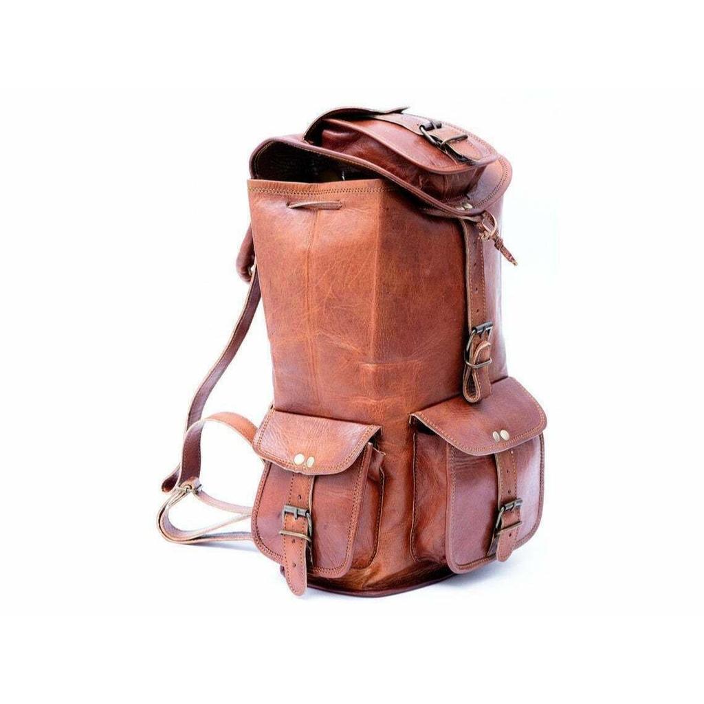 Сумка Коза Кожаный Рюкзак Рюкзак Ноутбук Подлинная Путешествия Винтаж Коричневый Мужчины. С комбинированным кожаным дневником