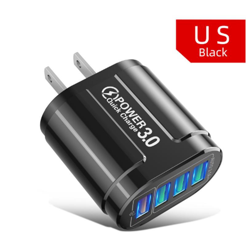 48 Вт QC3.0 быстрое зарядное устройство 4USB стандарта ЕС США портативное для путешествий 4 порта быстрой зарядки подходит для Android iPhone Xiaomi других устройств