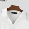 INCERUN Autumn Men Lapel Neck Long Sleeve Texture Pullover Tops
