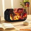 Magic Flame Dragon 2D Printed Double-Layer Flip-Top Black Pencil Case - Back-to-School Essential Pencil Box, Daily Multi-Functional Makeup Bag, Large-