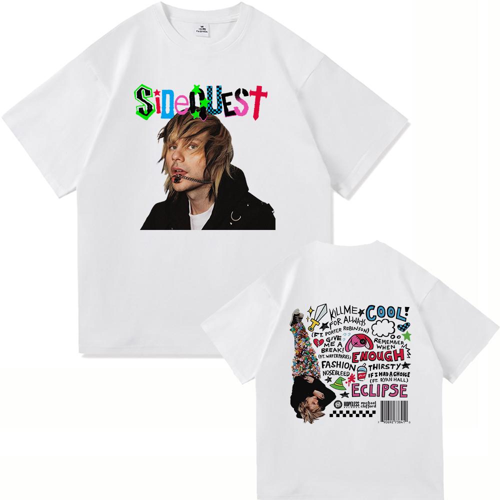 2026 SpringSummer Michael Clifford SIDEQUEST UnisexsWomens Clothing Retro Harajuku HighQuality Cotton TShirts