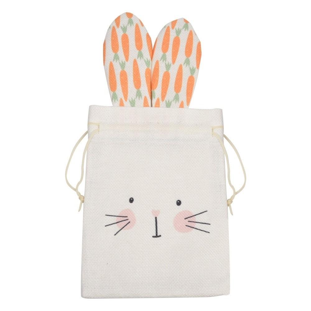 Cute Easter Bunny Ears Bags Burlap Festival Rabbit Candy Bags Carrot Gift Packaging Bags For Easter Party Decoration