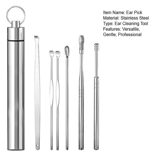 Ухочистка Набор для удаления ушной серы Ушная кюретка Очиститель 360-градусный спиральный дизайн Очиститель слухового прохода Инструмент для чистки ушей Набор