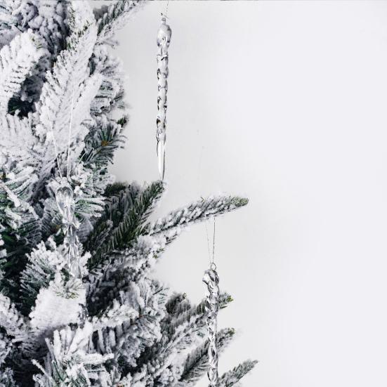 12 Pcs Acrylic Icicles Christmas Ornaments Clear Crystal Icicle Christmas Tree Hanging Decorations for Xmas New Year Holiday Wedding Party Decor