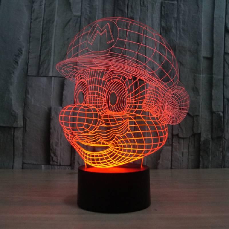 Супер Марио 3D Ночник с Сенсорным Управлением и Пультом для Декора Спальни