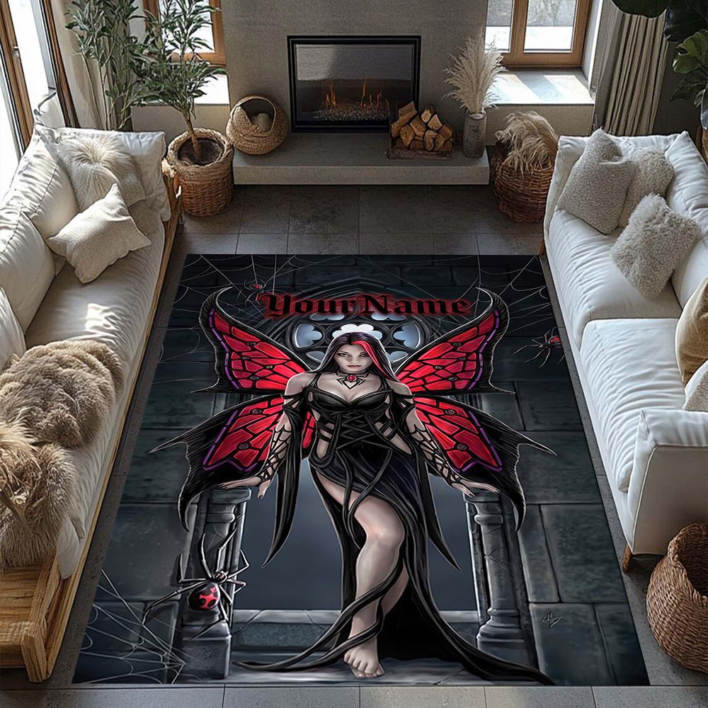 Gothic Illustrations Customizable Name Floor Rug Office Rug Design for Bedrooms Dining Room Entryway Outdoor Antislip Carpet Decorate Offices