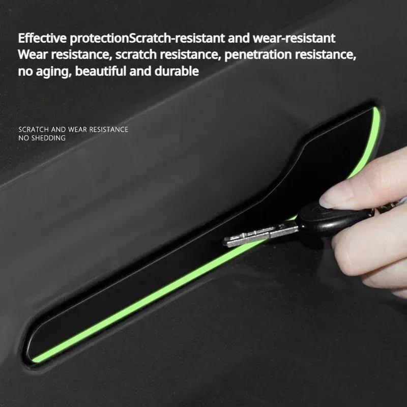 For Tesla New Model 3 Y 3+ Highland 4Pcs Luminous Door Handle Sticker Night Glow Protective Cover Car Exterior Accessories