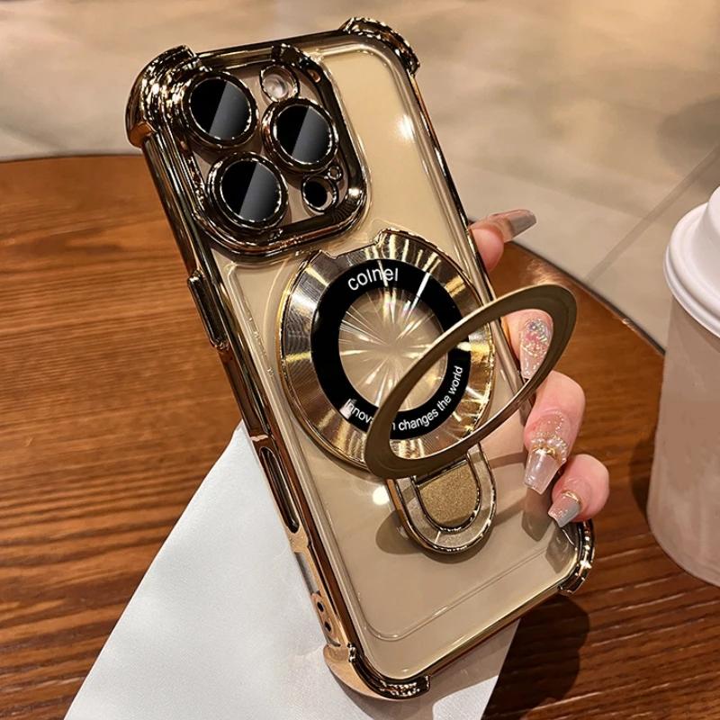 Для iPhone 16 Pro Max Роскошный прозрачный держатель-подставка с рамкой, чехол для телефона для iPhone 11 12 13 14 15 16 Pro Plus, защитная крышка объектива