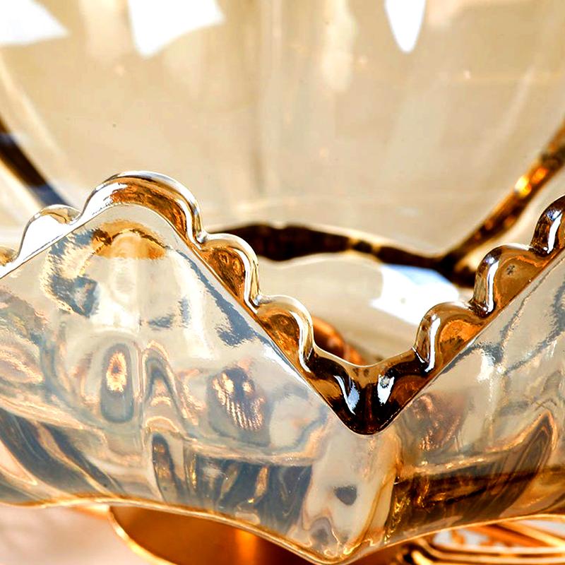 1 шт., легкая роскошная стеклянная тарелка для хранения закусок, декоративная тарелка для фруктов в форме луны из металла в европейском стиле