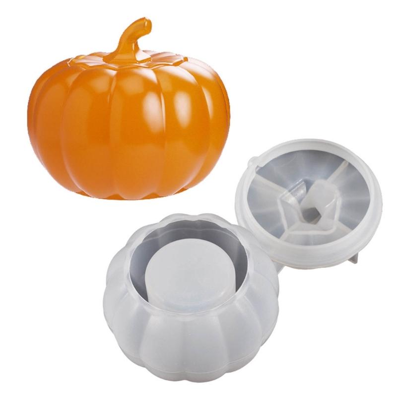 3D Pumpkin Jar Resin Mold Storgae Box with Lid Silicone Molds Storage Container Crystal Epoxy Mould Jewelry Making