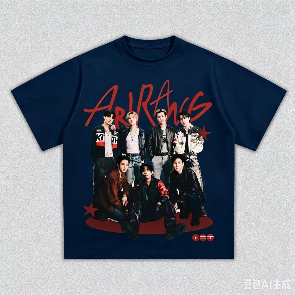 2026 Unisex Breathable Fashion Fan Merch Uniform T-shirt with BTS Arirang World Tour Graphic Prints T-shirt