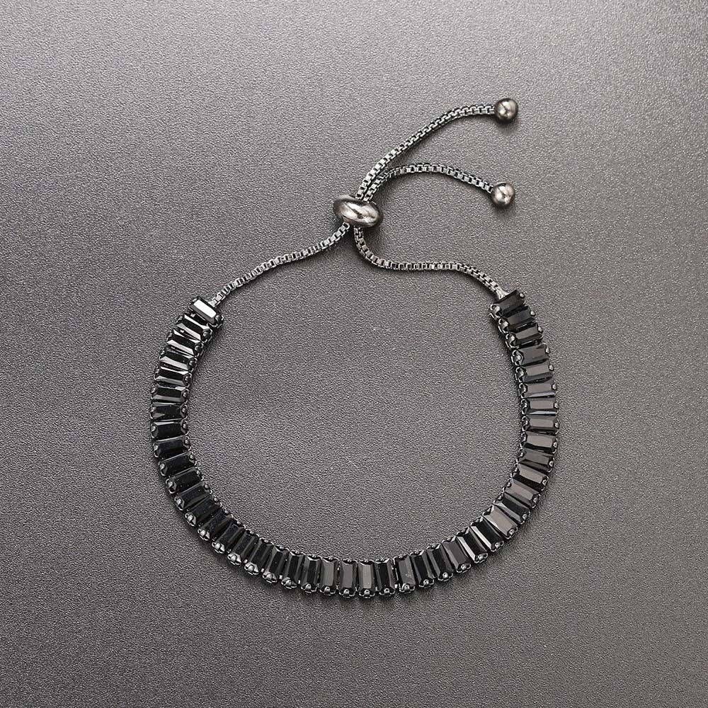 CZ Tennis Bracelets for Women Unique Black Crystal Bangle Rose Gold Adjustable Hand Chain Friends Jewelry DZH051