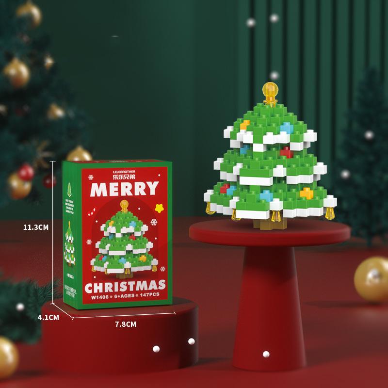 2pcs Santa Claus Figure Assembling Bricks Reindeer Puzzle Christmas Doll Ornament New Year Gift