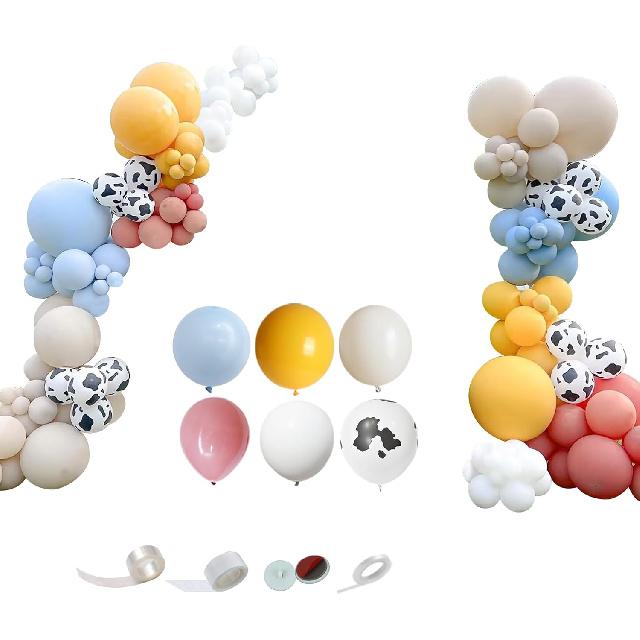 Набор для арки из воздушных шаров, 146 шт. Комбинация латексных шаров синего и оранжевого цвета с шарами с коровьим принтом для дня рождения в стиле фермерского дома, кантри, вестерн, ковбойского стиля