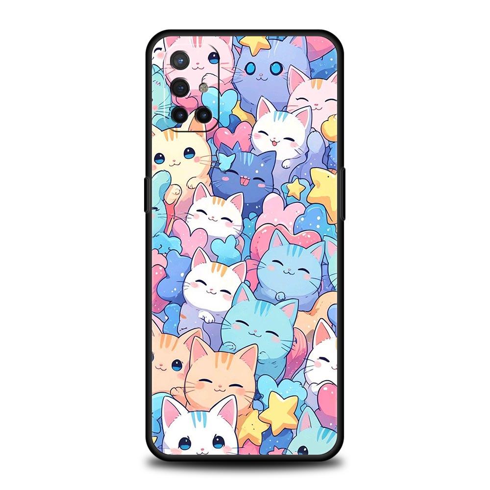 Phone Case For Oneplus 13R 13 12 10T 11 R10 Nord N100 N200 N10 9 9R CE 2 3 Z Pro Lite 5G Soft TPU Cover Colorful Cat Design Bags