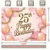 2D Soft Pink 25th Birthday Backdrop with Gold Confetti Photo Booth Banner