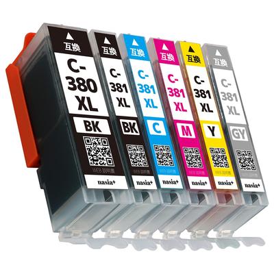 Гиперсовместимые картриджи Canon Latest IC Canon BCI-381XL (Чёрный/С/М/Г/З) + BCI-380XL (BK) [Высокопроизводительный/6-цветный мультипак] [Изготовлено nasia+]