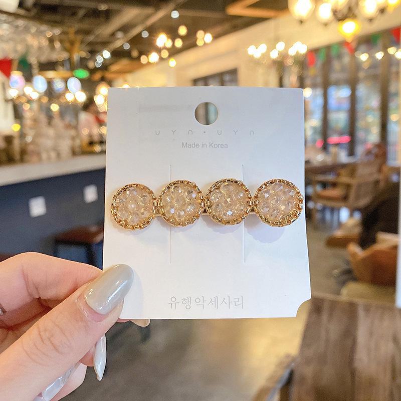 Корейская шпилька для волос со стразами и жемчугом для женщин: Элегантная боковая заколка для челки