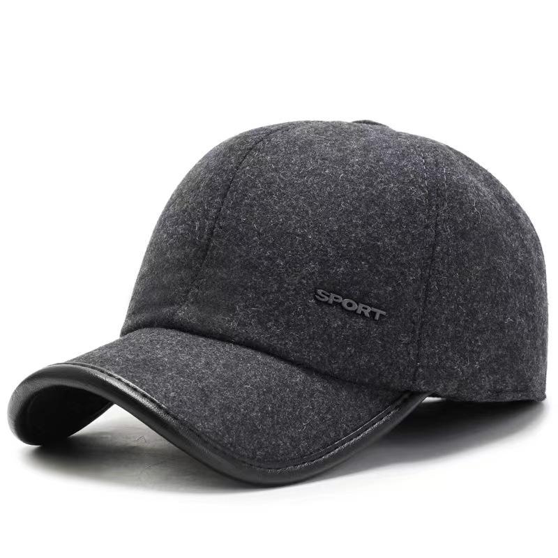 Men's Winter Wool Baseball Cap with Ear Protection for Middle-Aged/Elderly