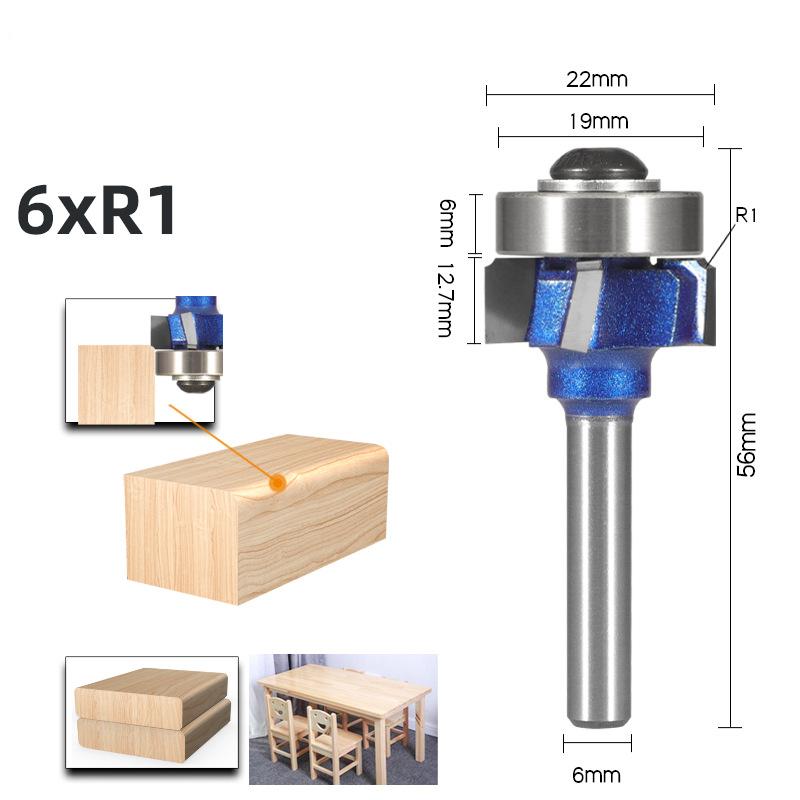 Allsome Фреза угловая круглая с хвостовиком 6 мм/6,35 мм/8 мм R1 R2 R3 фреза для обрезки кромок по дереву классическая фреза для дерева