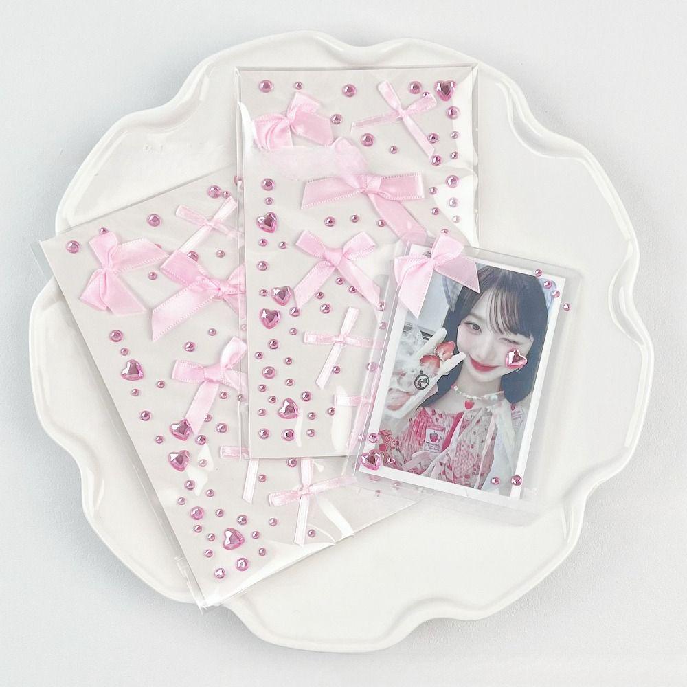 Сделай сам K-pop фото наклейки для декора Розовые наклейки со стразами Для держателя фотокарточек
