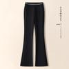 High-Waisted Black Slim-Fit Micro-Flared Pants for Women - Petite Suit Trousers for Autumn/Winter 2025