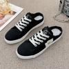 New Half Slippers Women's Little White Shoes 2025 Summer Canvas Shoes Breathable Slim Thin Baseplate Shoes Versatile Casual Shoes Women