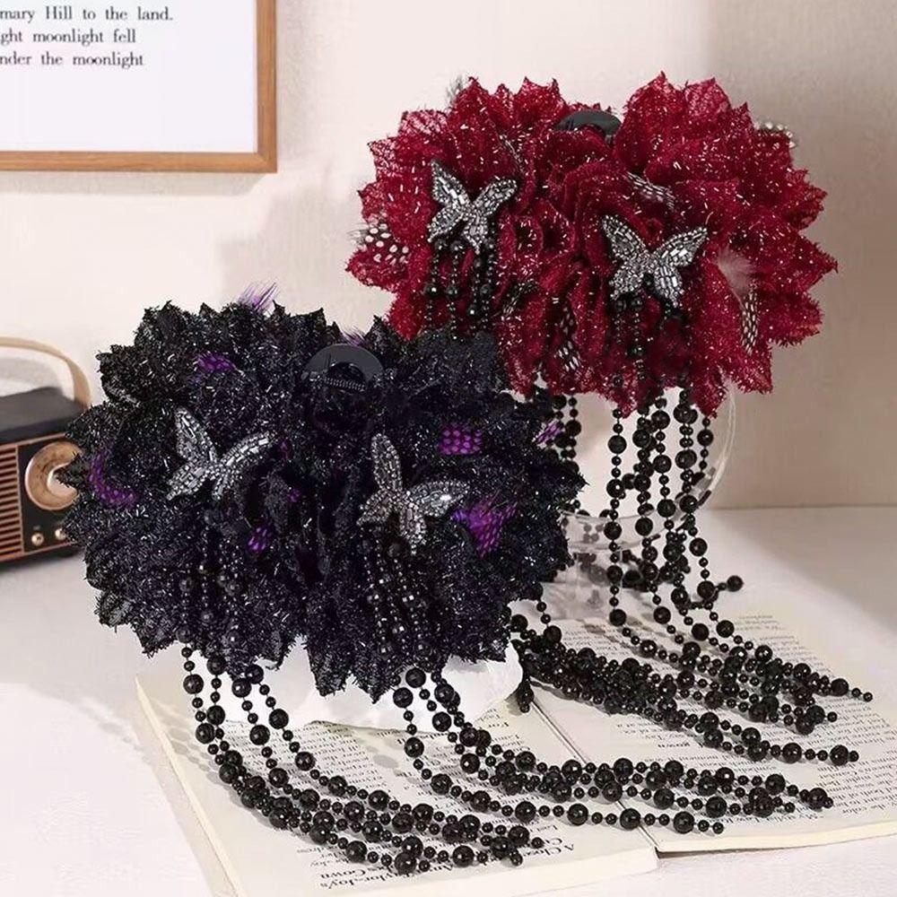 Feather Flower Pearls Hair Claw Cloth Hair Accessories Fashion Bow Hairgrips  for Girl