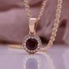 Fashion Rose Gold Pendant Necklace With Round Red Artificial Zircon Classic Style Italian Micro-encrusted Necklace