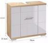 Washbasin cabinet with siphon cutout 70x625x315cm Sonoma Oak White Rita